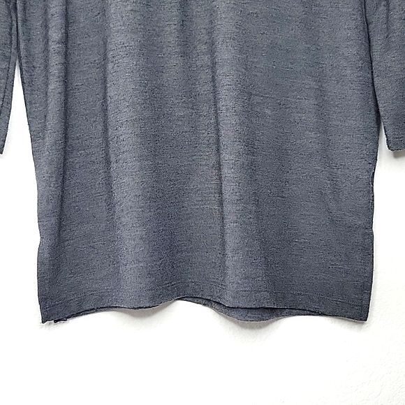 OLD NAVY Gray Casual 3/4 Sleeve Drop Shoulder Round Neckline Slits Shirt size SP - Picture 3 of 11